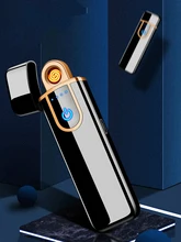  Creative Metal Double-sided Cigarette Lighter USB Rechargeable Lighter Touch-sensitive Ignition Smoking Accessories for Weed 