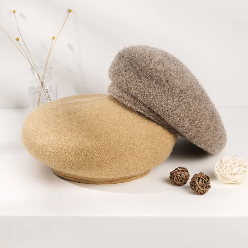 Ladies Wool Beret With Large Head And Wide Brim Woolen Hat Korean