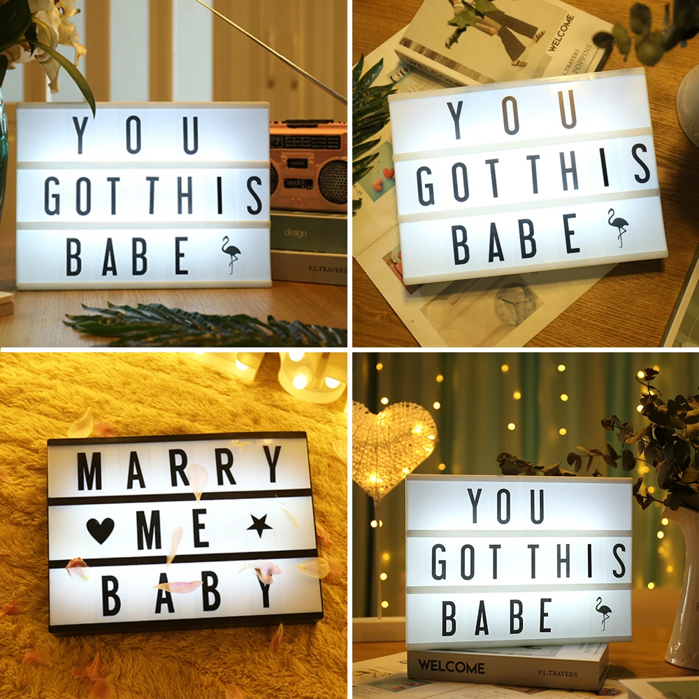 DIY Letters LightBox Cool White LED Marquee Light Box with 96 Letters &  Numbers USB and Built-in Storage A4 Size to Create Your Own Sign With  Classic