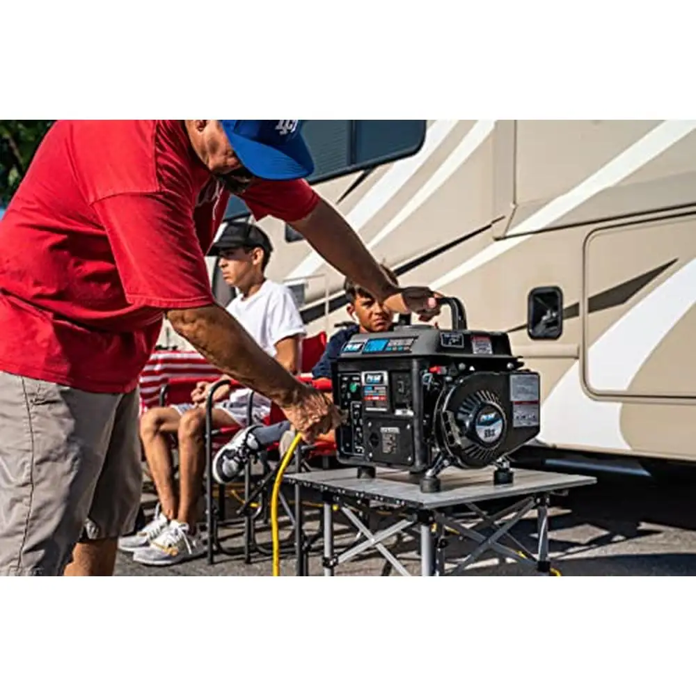 Gasoline Generator 1200W Peak Power 900W Running Watts Portable Camping Use 120V Voltage Black Gray