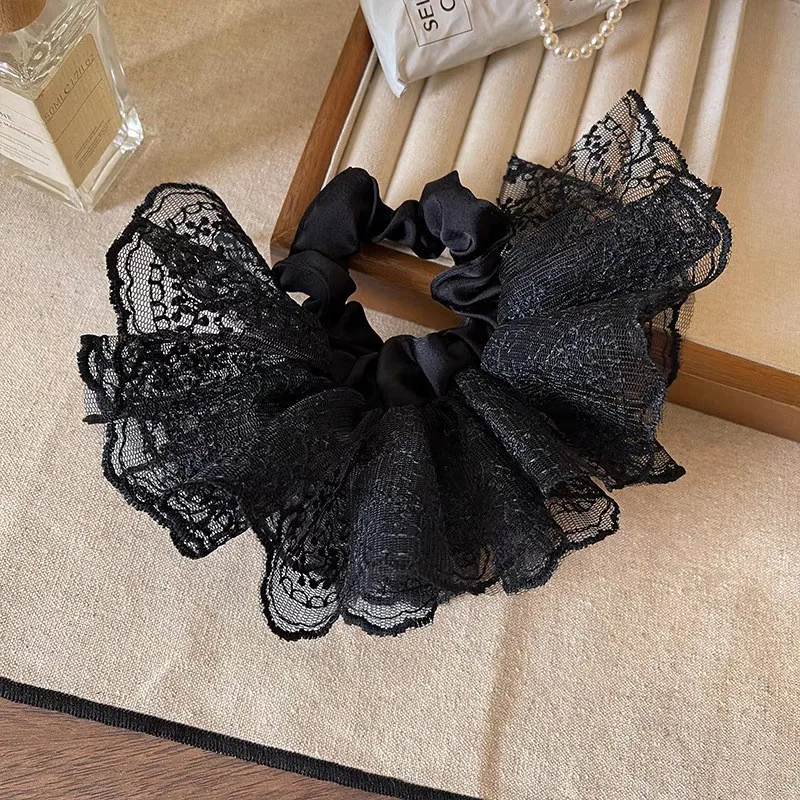 Women's Elegant Lace Double-Layer Hair Scrunchies - Sweet and Fashionable Kawaii Accessories