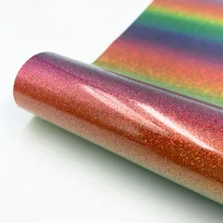 Vibrant Glitter Heat Transfer Vinyl for DIY T - Shirts and Gifts - 38 Assorted Colors (Colorful Rainbow)