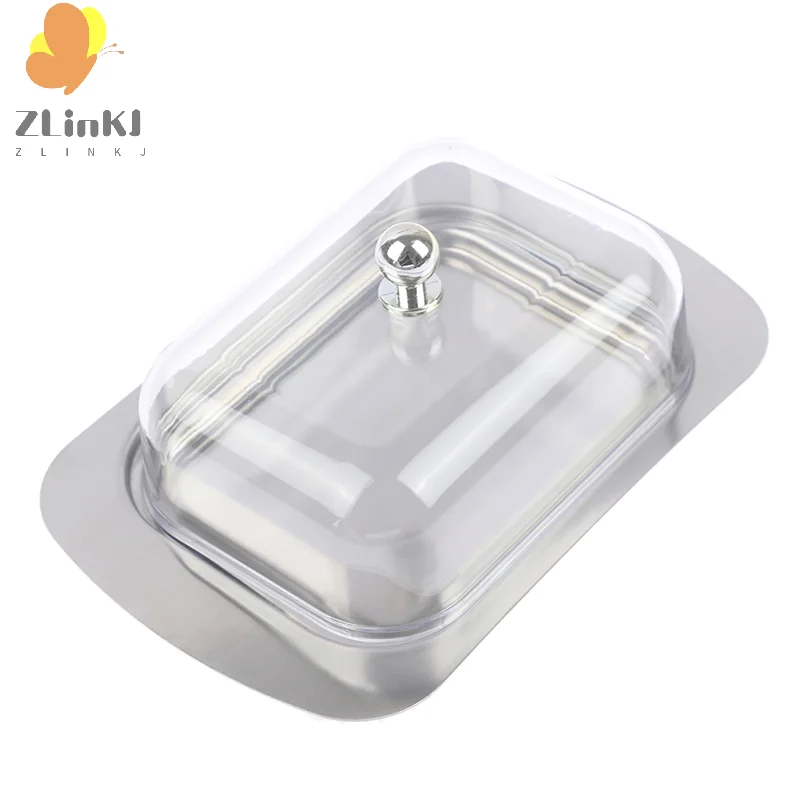 Butter Dish Box Container Cheese Bread Storage Tray See-through Lid 1pcs