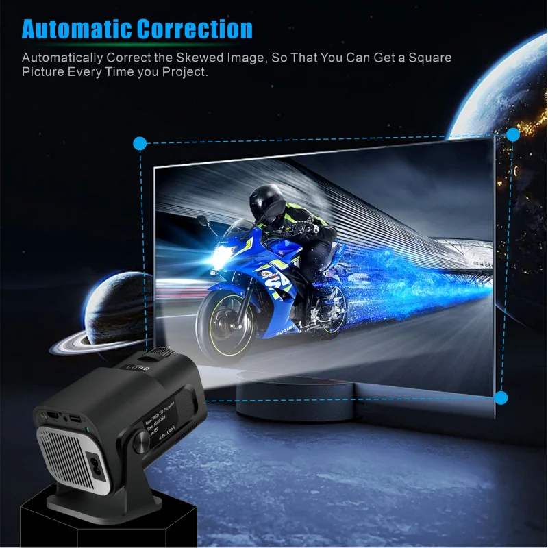 Portable 720P Android 11 4K Projector with Wifi6 and BT5.0