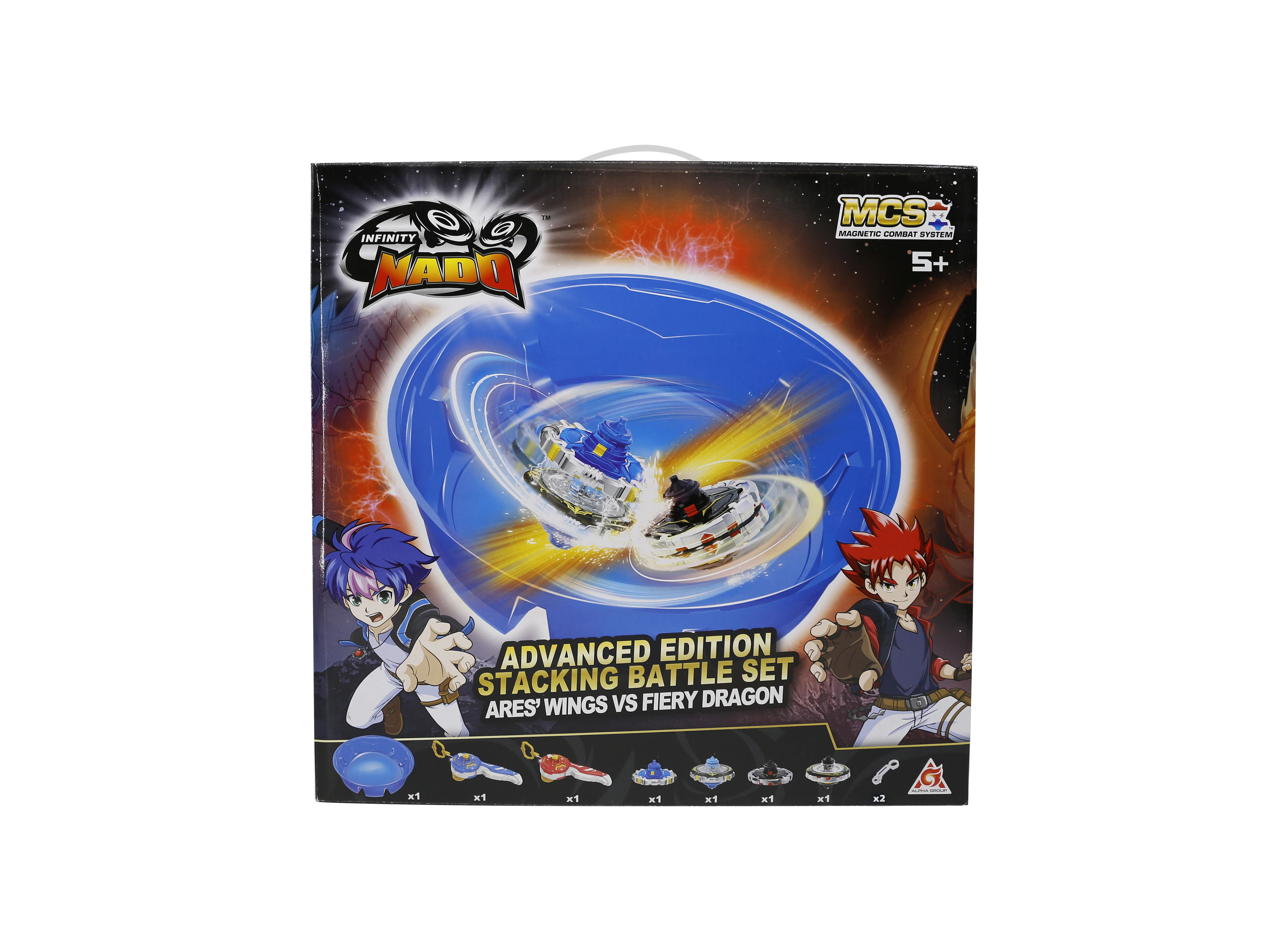 INFINITY NADO Kreisel Battle Arena Set - 2 Metall-Kreisel Mit Leuchtfunktion & Schwert-Launcher