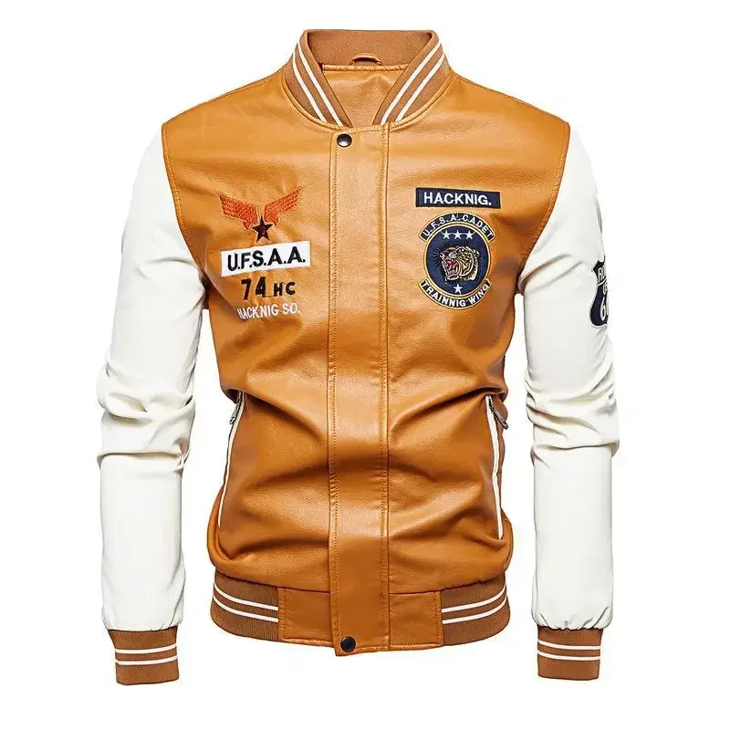 Moto Leather Jackets men Slim Fit PU  Coats High Quality And New Fashion Autumn Men's sheepskin Mustang Rider aviation jacket puma future rider sandals game on pki37196402 dazzling blue puma white high risk red y