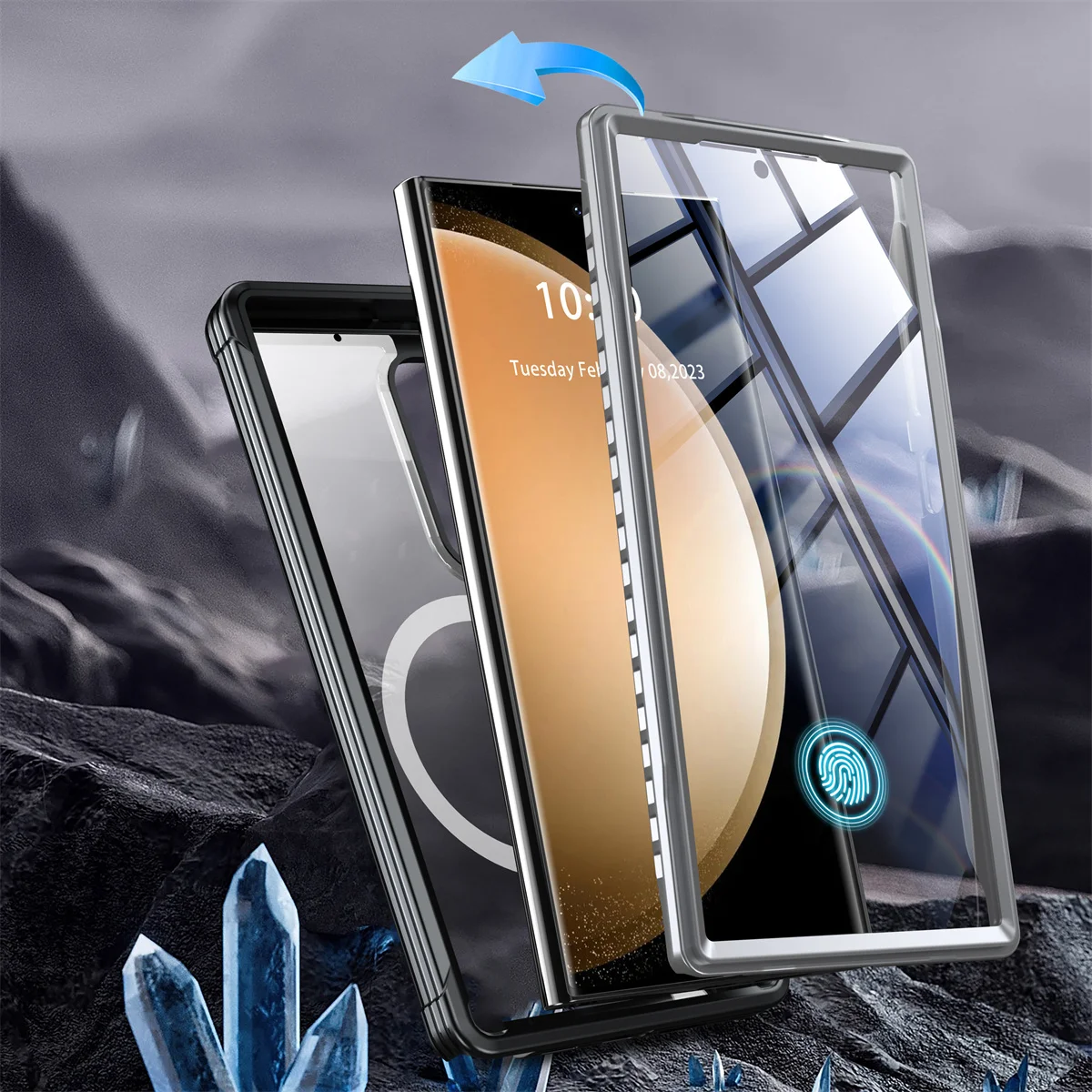 Shellbox Built-in Screen Protector Magsafe Case for Galaxy S24 Ultra S24 Plus S24 Shockproof Dust-Proof Defender Rugged Cover