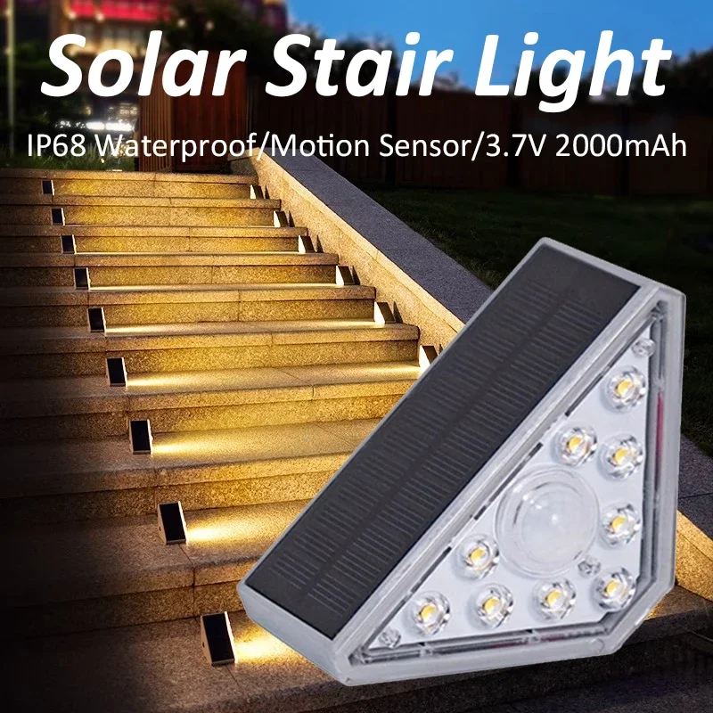 LED Solar Light Outdoor Stair Light Motion Sensor LED Pathway Lamp IP68 Waterproof Solar Garden Lamp Street Decoration Lighting