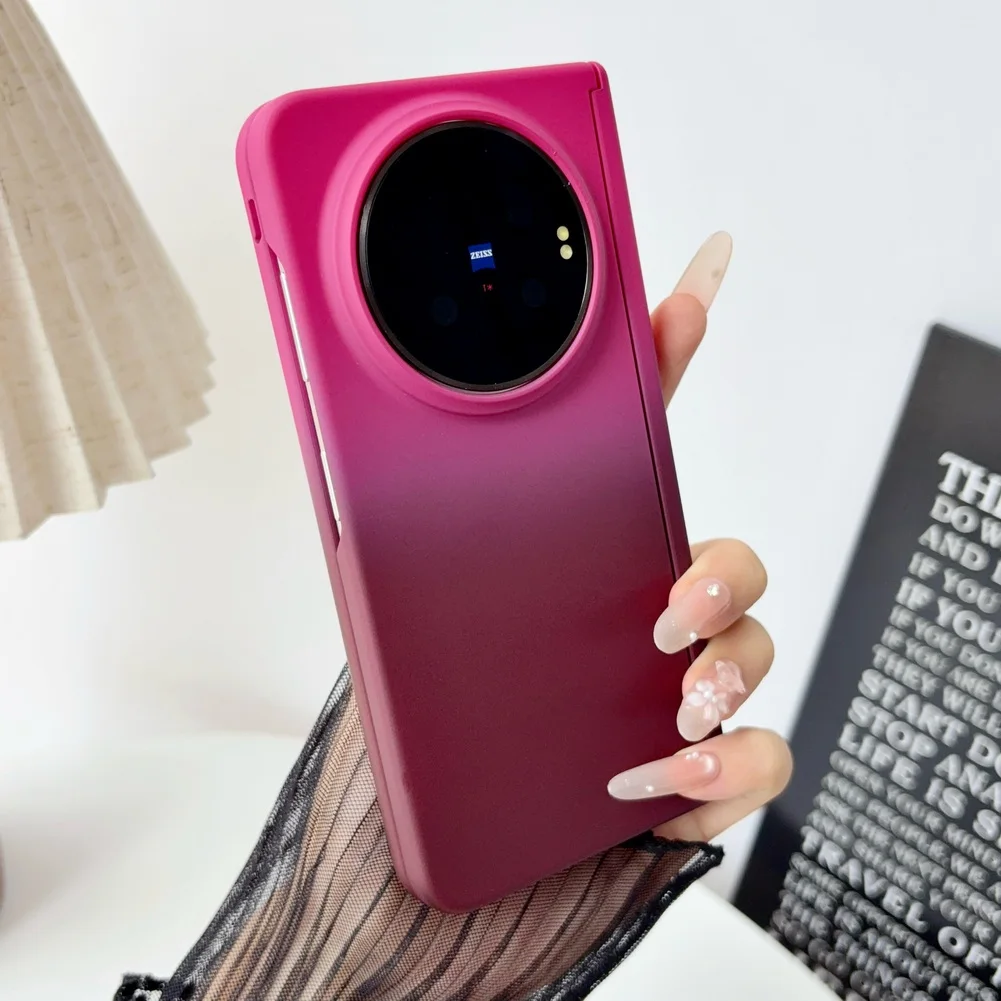 Skin-Feel Two-Tone Gradient Phone Case with Magnetic Center Shaft and Camera Protection