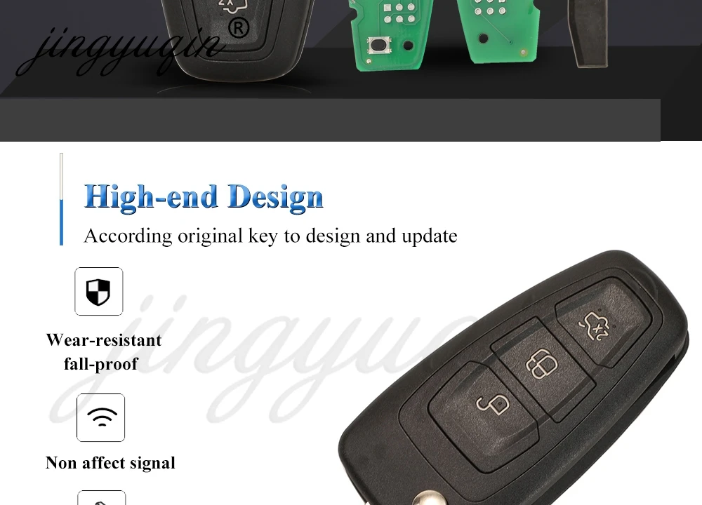 Jingyuqin 3 Taste 4D63 4D60 Chip 433Mhz FRAGEN Flip Key Fob Für Ford C-Max Fokus Fiesta Mondeo remote Keys Steuer HU101 Klinge – Detail 3