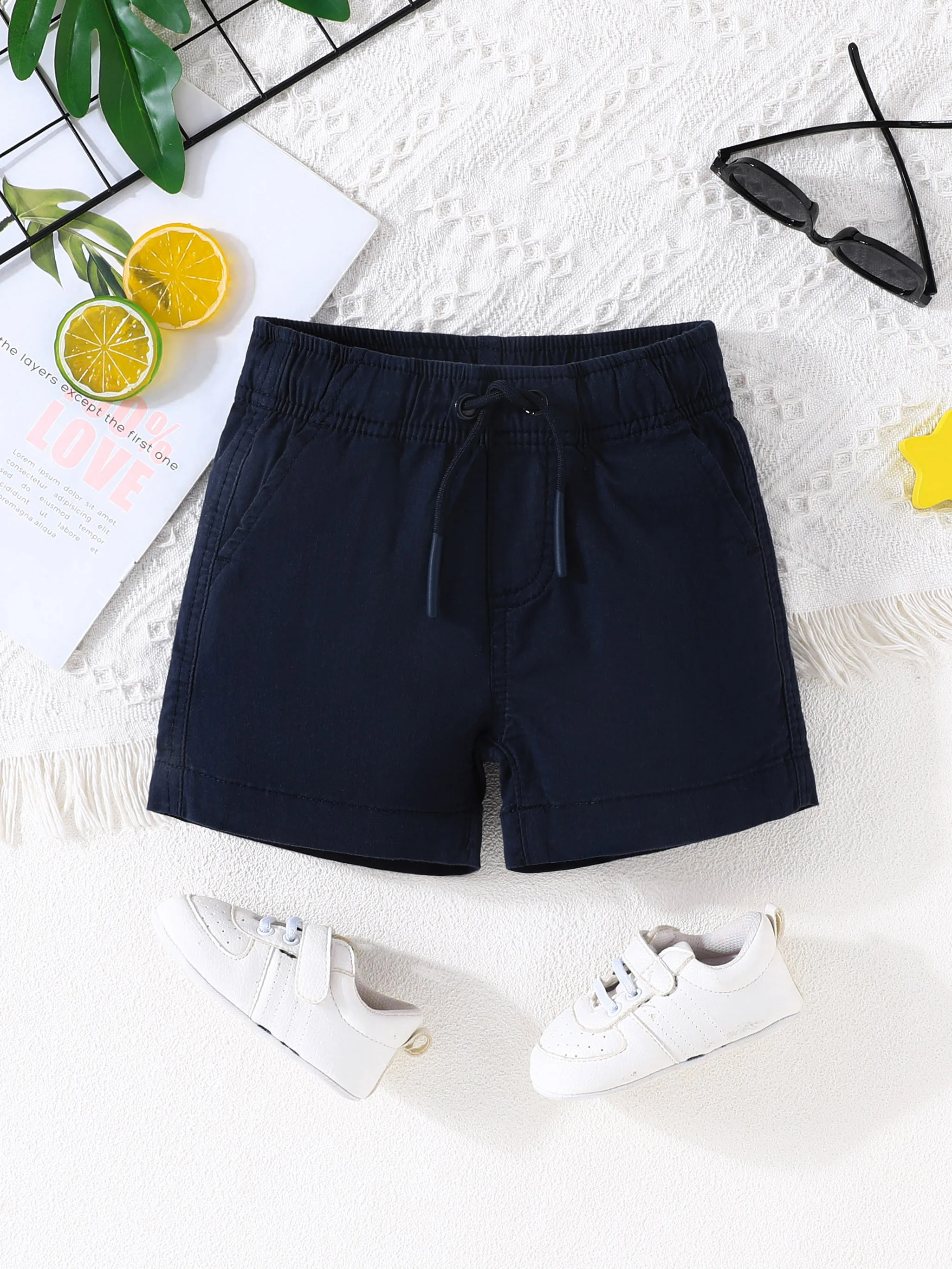 New Children School Uniform Shorts Kids Summer Cotton Chino Shorts Formal Solid Navy Sand 0-12Years Old