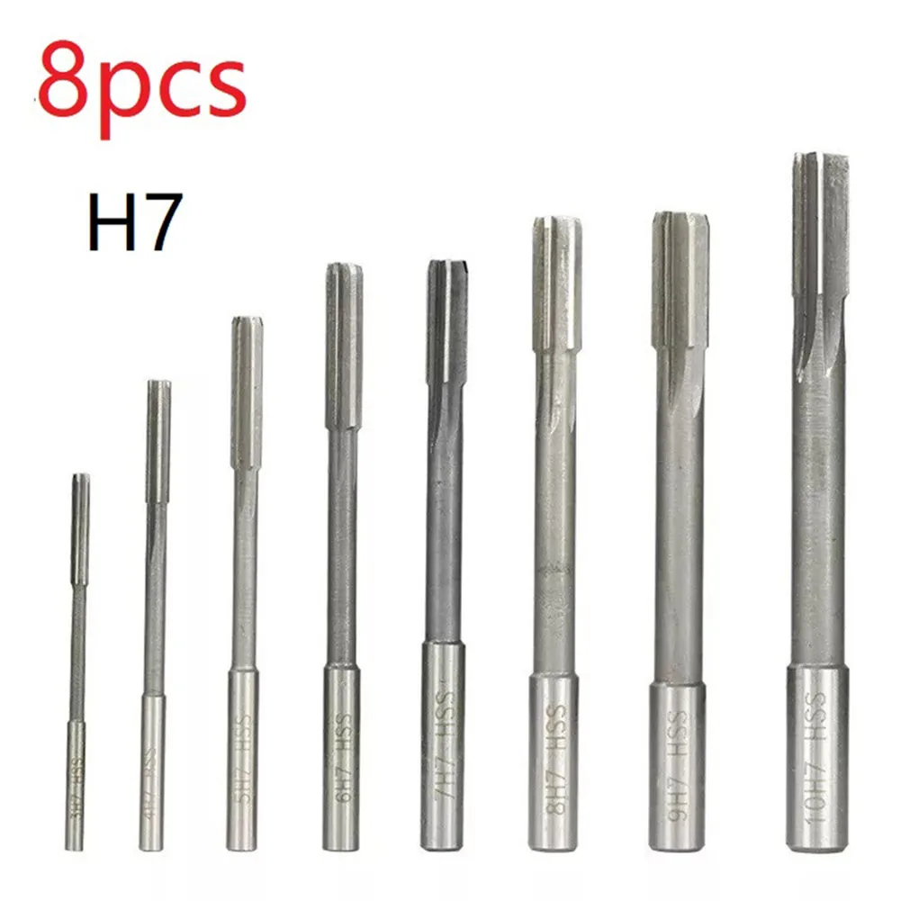 

8PCS 3-10mm HSS Hand Reamer Kit Straight Shank H7 H8 Chucking Reamers Set For Aluminum Cast Iron Copper Reaming Power Tools