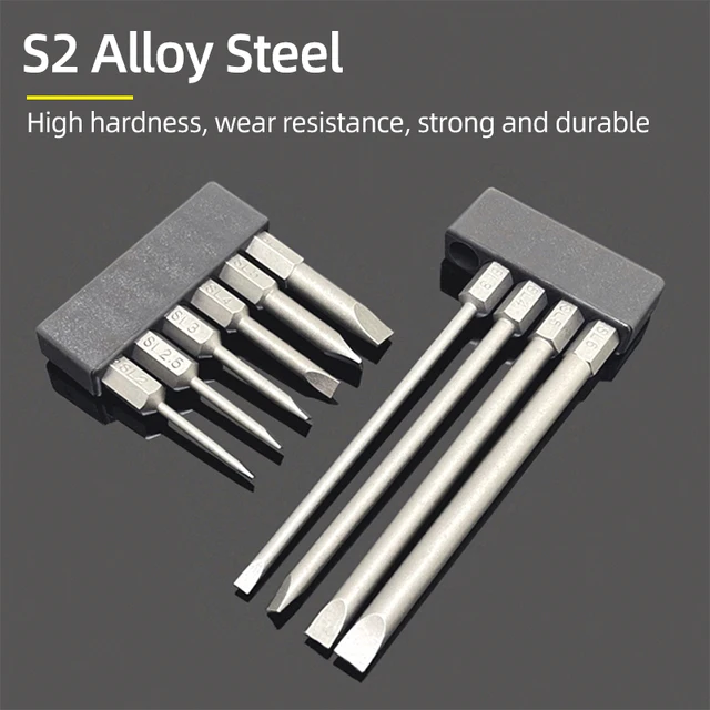 50/100mm 2.0-6.0mm Punte per cacciavite a testa piatta Set Punta magnetica Cacciavite a taglio Trapano 1/4 pollici Codolo esagonale Utensili manuali/elettrici 5