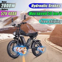 Ridstar Q20 Electric Bicycle 2000W Dual Motor 52V 40AH Battery Electric Bike 26*4.0inch Fat Tire Mountain Snow Off-road E-bike