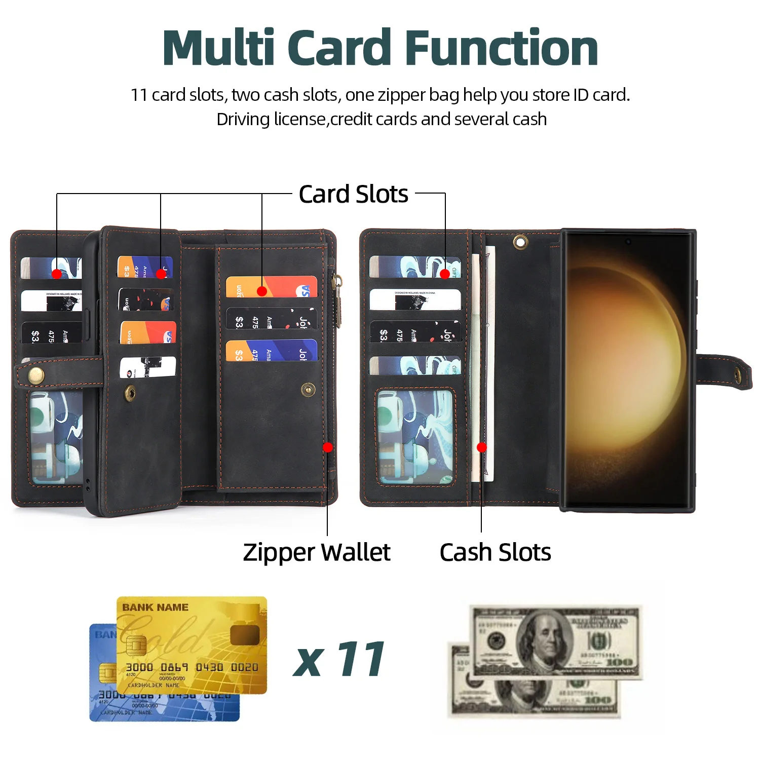 Multifunctional Wallet Leather Case Cover