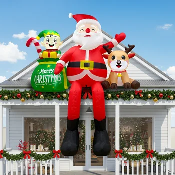 8FT Santa & Reindeer Inflatable 1