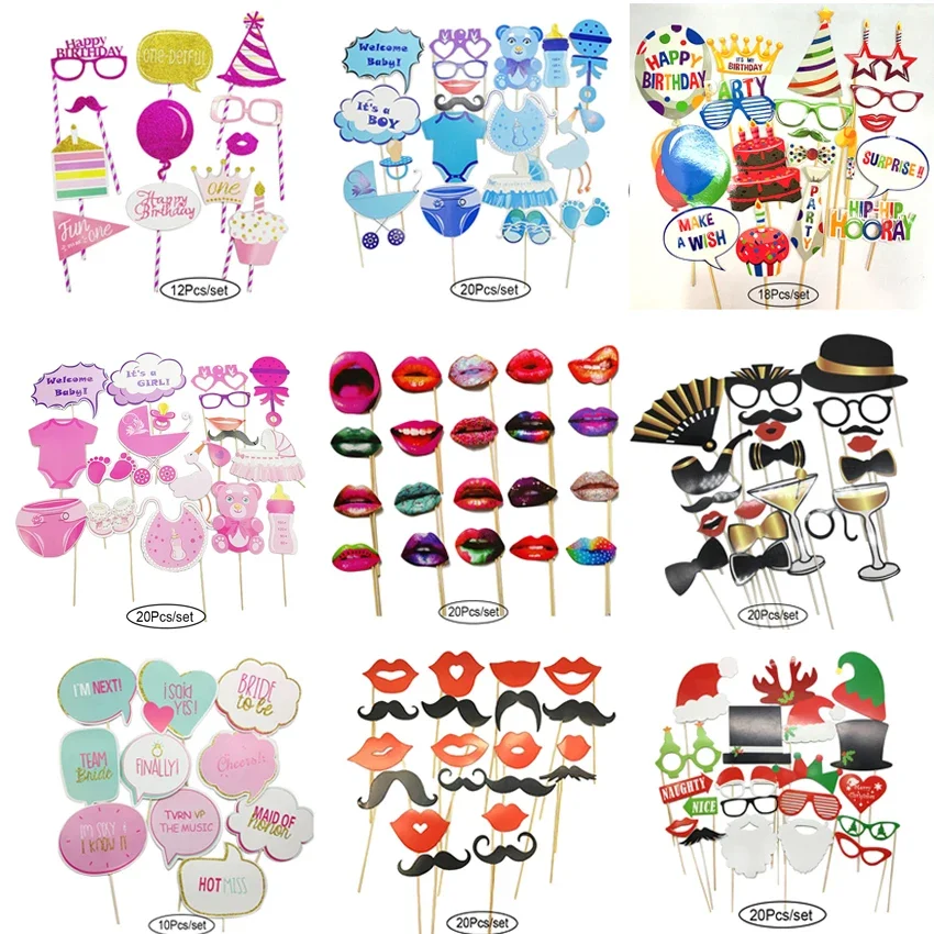 Fun Wedding Decor Photo Booth Props DIY Birthday Party Photobooth Props Photo Accessories Baby Shower Christmas Party Supplies
