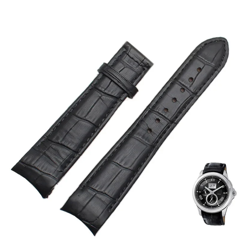 Luxurious Genuine Leather Watch Strap with Curved End - Multiple Sizes Available