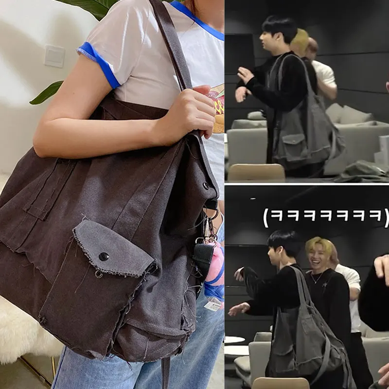 Grey Canvas Crossbody Bag  Jungkook - BTS - Fashion Chingu