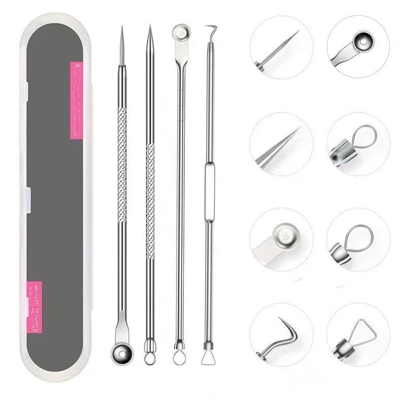 

4pcs Blackhead Acne Remover Black Dots Blemish Pimple Removal Needles Skin Deep Cleansing Pore Cleanser Facial Care Tool Beauty