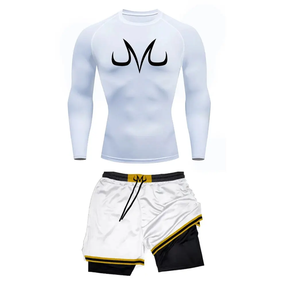 Men's Running Tracksuit Anime Print Training Fitness Sportswear Set Compression Leggings Sport Gym Performance Shorts Rash Guard elastic shorts,sports shorts,sports suit,sports leggings