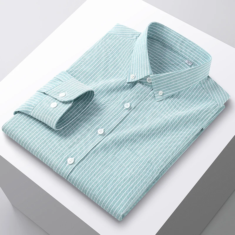 Cotton Men Casual Long Sleeve Shirt Spring Autumn 5XL