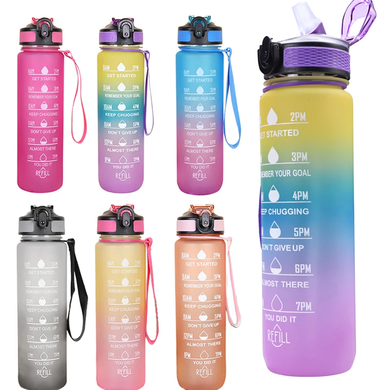 빨대 스포츠 음료수 병, 휴대용 야외 스포츠 물병 컵, 야외 학교 사무실용 대용량 음료 용기, 1000ml