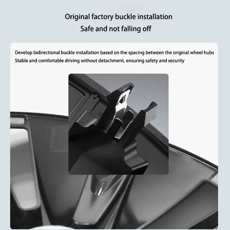 4PCS 19 Inch HubCap Wheel Caps Symmetric Automobile Replacement Full Rim Cover for Tesla Model Y 2017 -