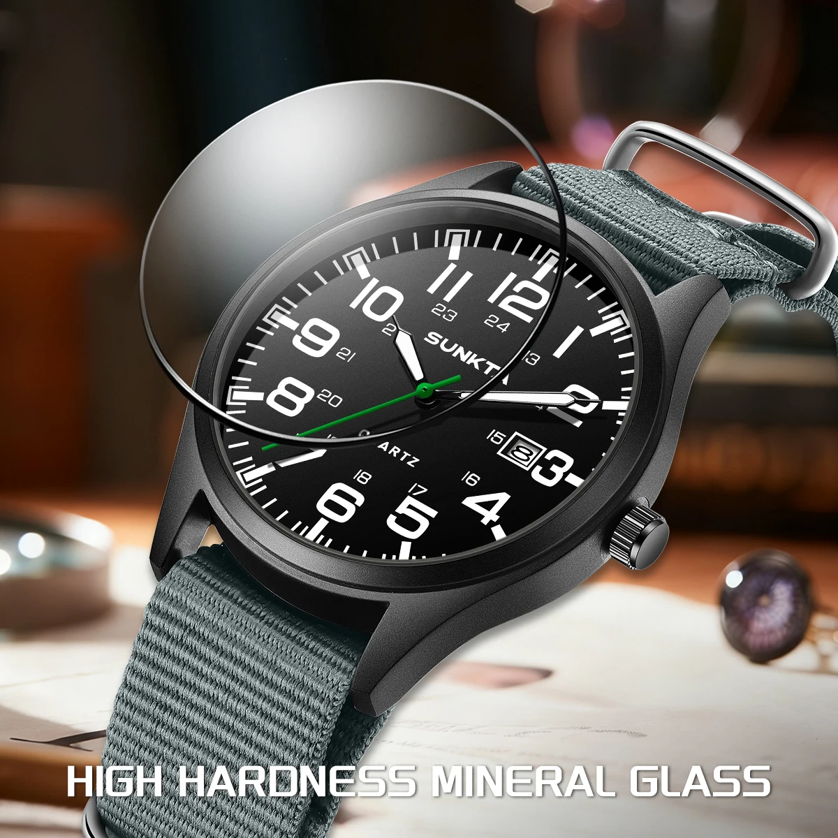 SUNKTA New Men Watch Top Brand Luxury Military Nylon Strap Quartz Wristwatches For Men Sports Waterproof Luminous Date Watch Men