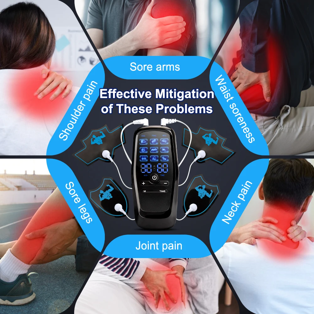 Electric 9 Modes Digital Therapy Muscle Stimulator Physiotherapy Microcurrent Low Frequency TENS Pulse Body Massager 4