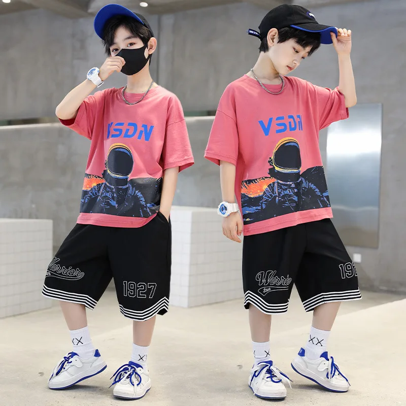 

Boys' Clothes Summer Suit Children's Fashion Printed Cartoon Short Sleeve + Casual Shorts 2 Pcs Set 3-12Y Set