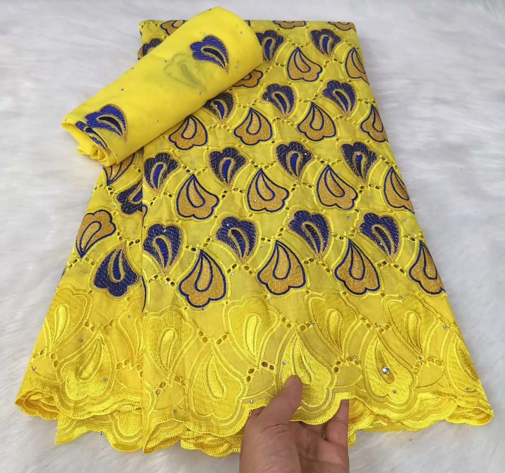 

Wholesale Cotton African Lace Fabric 2023 High Quality Voile Lace Fabric Nigerian Dry Lace Fabrics With Stones Wedding Sew
