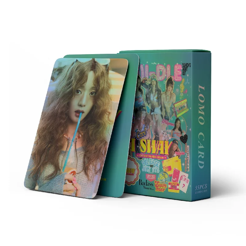 Kpop Idol (G)I-DLE I SWAY Lomo Laser Card 55Pcs/Set Photocards GIDLE MiYeon Minnie YuQi ShuHua HD Printd Postcards Fans Gift