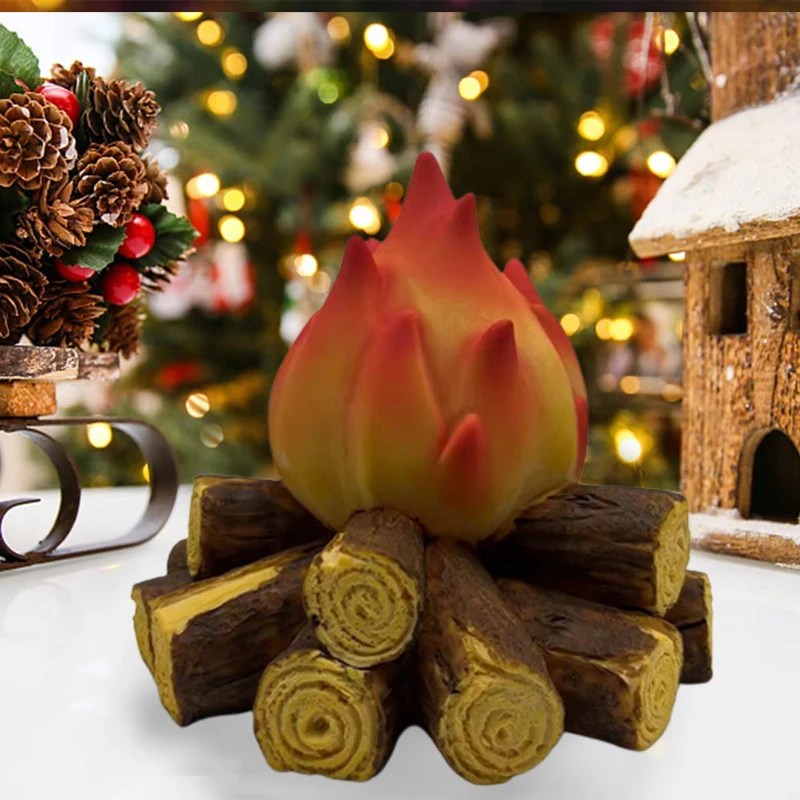 Description Picture 5 of itemFlameless Fireplace Lamp Light 3D Wood Realistic Fire LED Charcoal Flame Simulation Wooden Night Lamps for Home Festival Decor