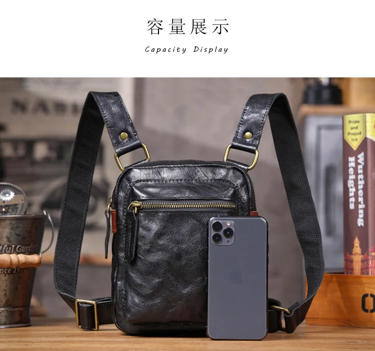 PNDME Casual Designer handgemachte hochwertige echtes Leder Herren Umhängetasche Outdoor täglich Luxus Rindsleder Umhängetasche – Detail 12