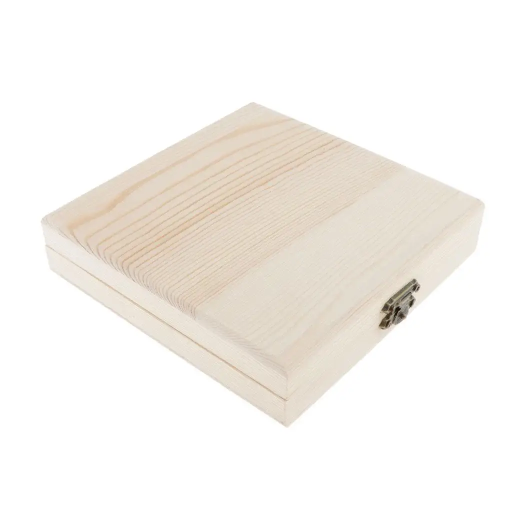 Natural Wooden Storage Box Unpainted Chest for Souvenir Memorabilia Jewelry Cigar CD Vintage Storage Box Decorative Organizer