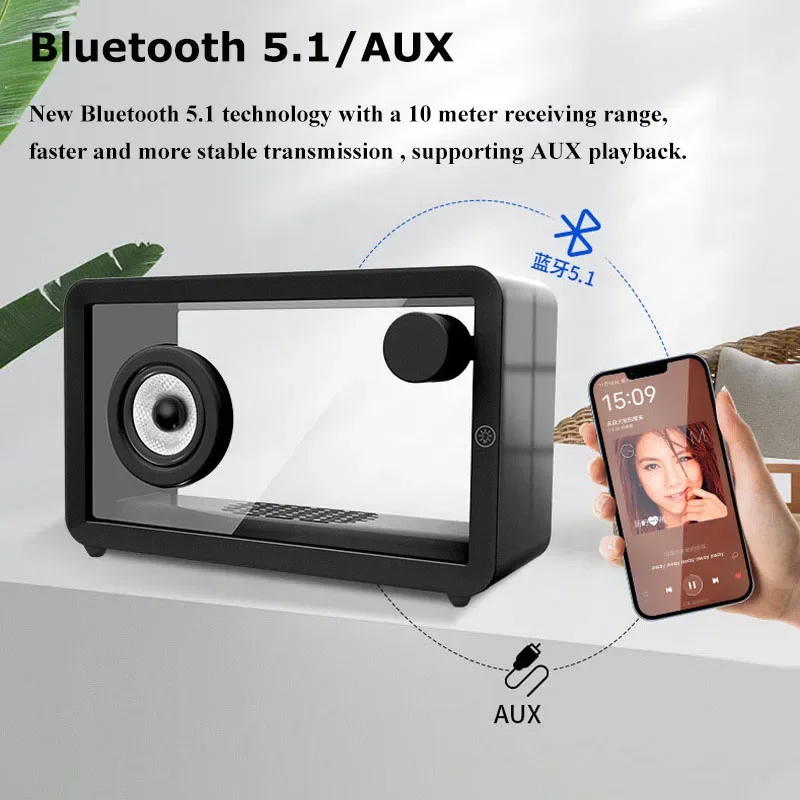 Portable Wireless Bluetooth Speakers Transparent Organic Glass Hi-fi Sound Loudspeaker RGB Colorful Ambient Light Music Player