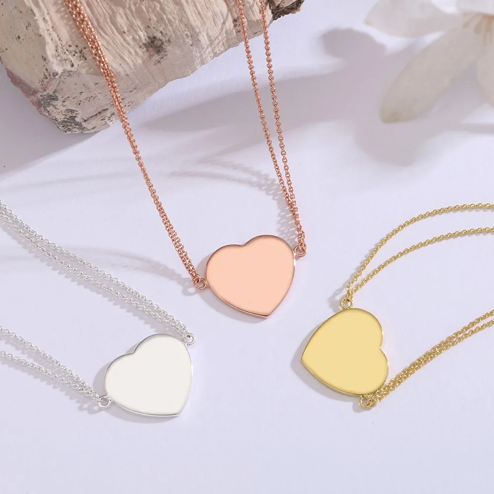 

2023 New Heart shaped Pendant Double Chain Women's Necklace Charm Jewelry Simple Fashion Party