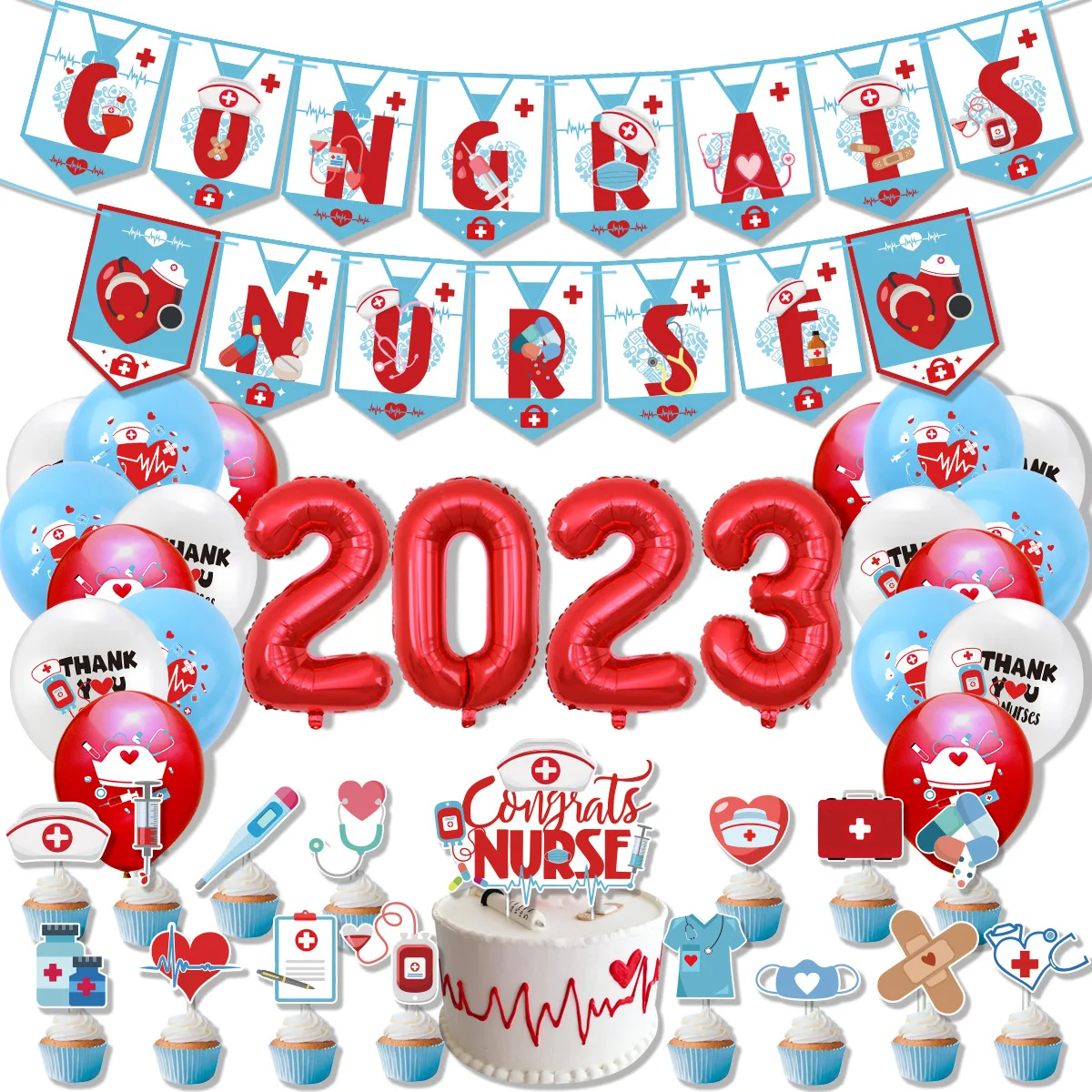 Graduation Nurses & Doctors Theme Party Garland Swirl Balloon