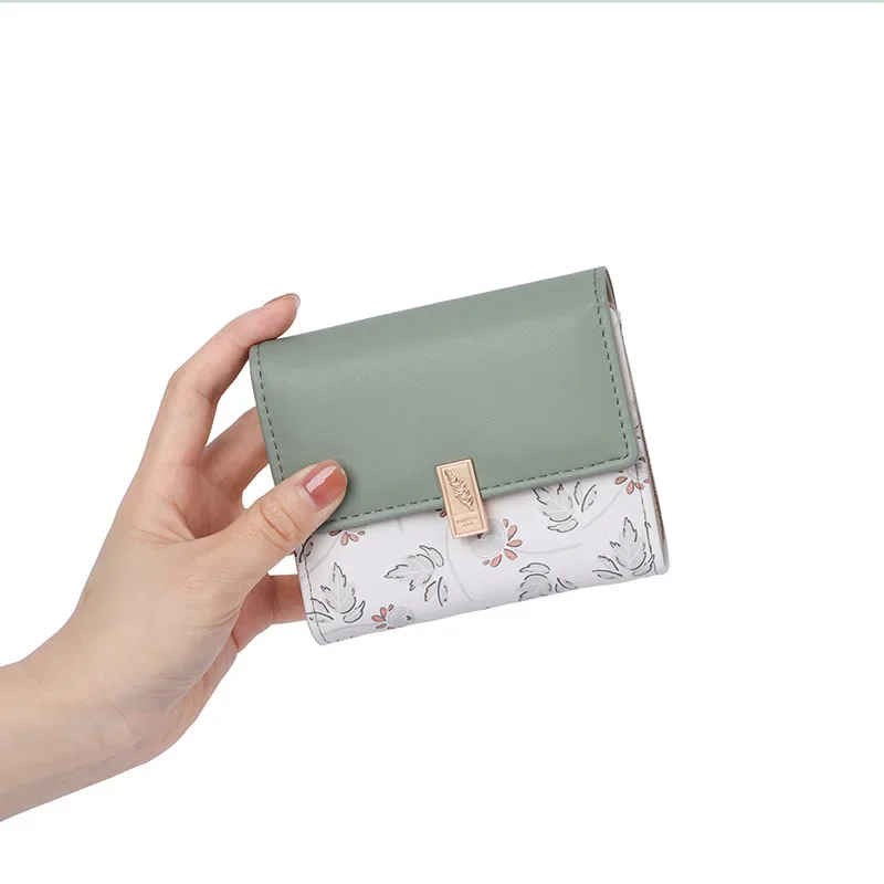 

Fashion Women's Purse New Korean PU Printed Zipper Buckle Small Purse Fashion Folding Female Handbag Wallet