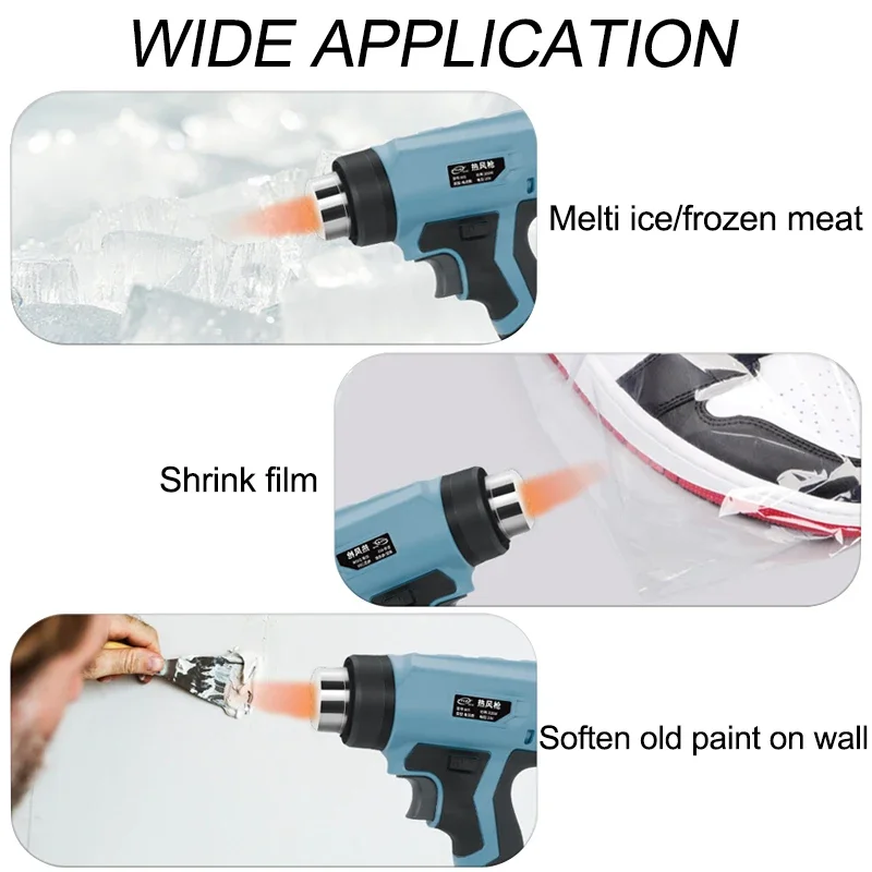 Portable Heat Gun Cordless Electric Heat Gun with 4 Nozzle For Makita/Dewalt/Milwaukee/Bosch/Black Decker 18V 20V Li-ion Battery