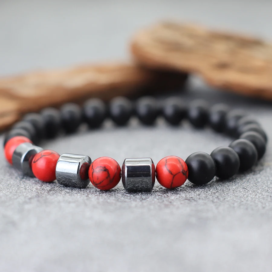 Men Onyx Stone Beaded Bracelet 8mm Natural Healing
