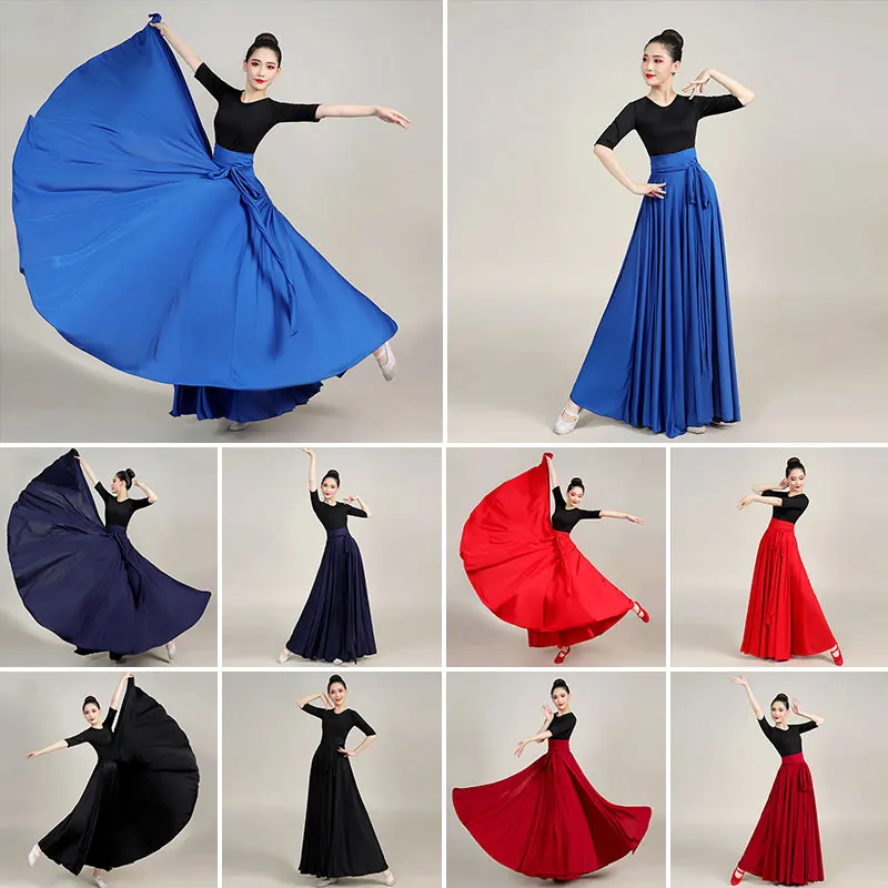 540/720 Degree Flamenco Skirt Women Spanish Dance Skirt Belly Dance Practice Dress Big Swing Skirt Performance Gypsy Skirt images - 6