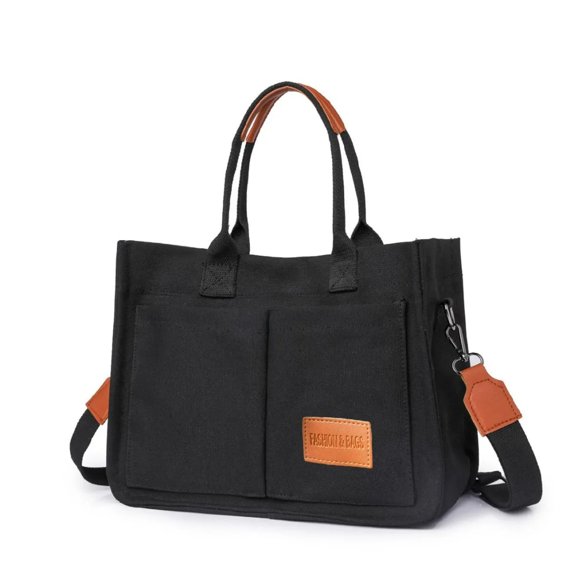 Neu eingetroffene Canvas-Einkaufstasche für Damen mit Taschen, große Umhängetasche, Umhängetasche, Handtasche, alles für die tägliche Arbeit