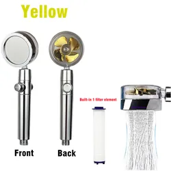 Turbo Rotating High - Pressure Water - Saving Showerhead with Adjustable Spray and Built - in Filters (YELLOW)