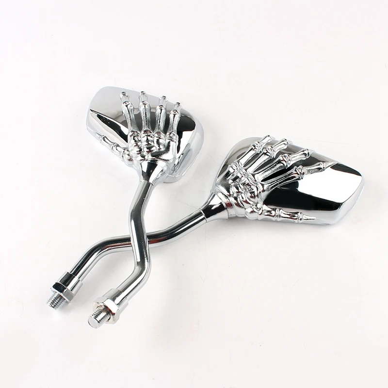 Universal Motorcycle Scooter Back Side Mirror Modification Skull Craw Shadow Rear View Mirrors Pair 8mm 10mm