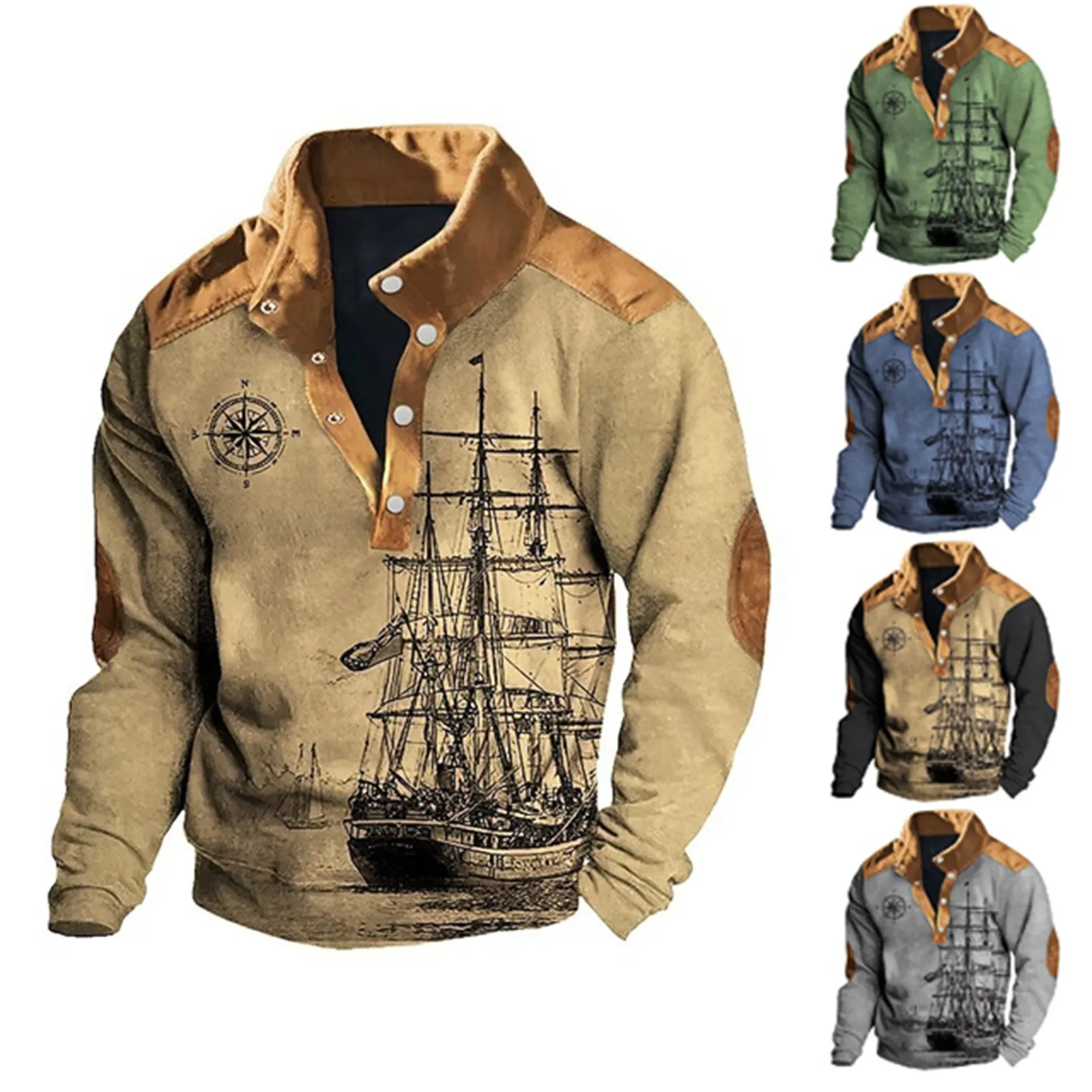 

Свитшот мужской с воротником-стойкой, уличный Повседневный Топ, молодежная универсальная кофта, одежда для мужчин, весна-осень