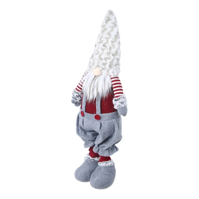 Handmade Christmas Elf Decoration Retractable Standing Swedish Gnome Tomte Toy For Doll Ornaments 6XDE