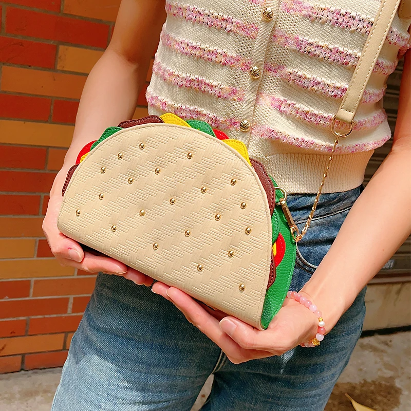 Bolso de mano con forma de Taco de México para mujer, bolso de