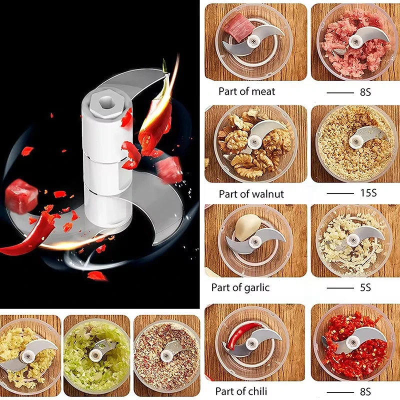 1 set of ginger and garlic grinder 260ML mini garlic grinder rechargeable onion chopper meat grinder kitchen vegetable mixer 5